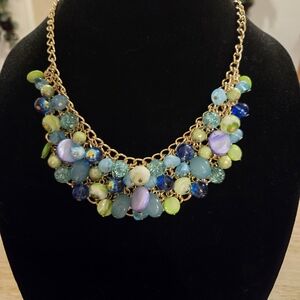 Elegant Gold and Blue Beaded Necklace